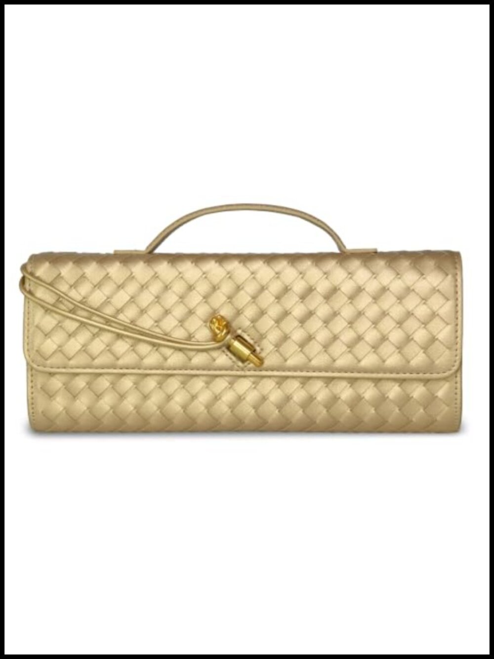 PU Leather Woven Clutch Purse Crossbody with Adjustable Shoulder Strap